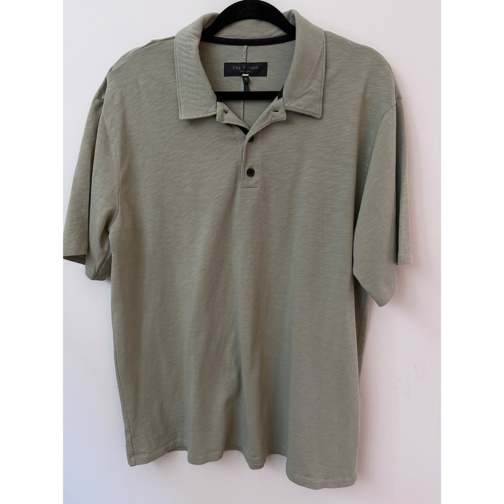 Rag & Bone Men's XL Polo Shirt Muted Olive Gray Short Sleeve